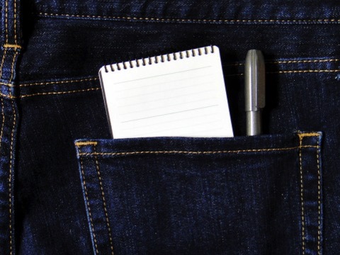 Memo and pen in the pocket